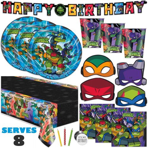  Unique Ninja Turtle Birthday Party Supplies, Teenage Mutant Ninja Turtle Party Supplies for TMNT Party, Serves 8 Guests, For Boys and Girls, With Table Cover, Banner Decoration, Plates an