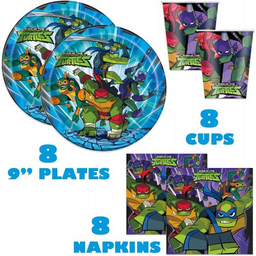  Unique Ninja Turtle Birthday Party Supplies, Teenage Mutant Ninja Turtle Party Supplies for TMNT Party, Serves 8 Guests, For Boys and Girls, With Table Cover, Banner Decoration, Plates an