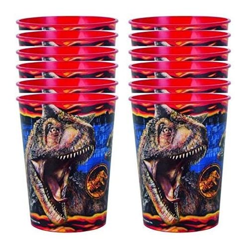 Unique Jurassic World Fallen Kingdom Dinosaur 16oz Plastic Party Favor Cup for Childrens Birthday Party, (12)