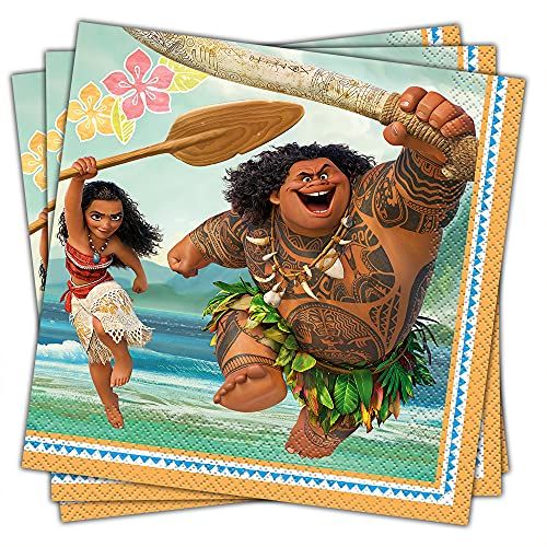  Unique Disney Moana Party Napkins 6.5, 16 Ct, 6.5 X 6.5, Multicolor