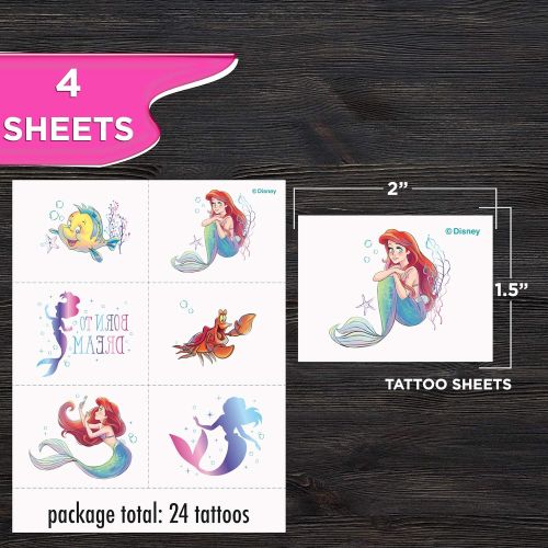  Unique The Little Mermaid Party Favor Bundle Tattoo Sheets, Party Hats, Blowouts, Loot Bags Kids Birthday, Underwater Themed Event, Halloween, Officially Licensed by Unique