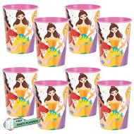 Unique 8 Count Princess Plastic Cups Holds 16 oz Halloween Parties, School, Disney Birthday, Girls Dressup, Kids Disposable Partyware