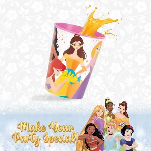  Unique 8 Count Princess Plastic Cups Holds 16 oz Halloween Parties, School, Disney Birthday, Girls Dressup, Kids Disposable Partyware