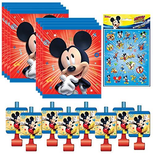  Unique Disney Junior Mickey Mouse Party Favor Bundle Blowouts, Loot Bags, Stickers Kids Birthday Party, Baby Shower Decor, Party Decoration Supplies