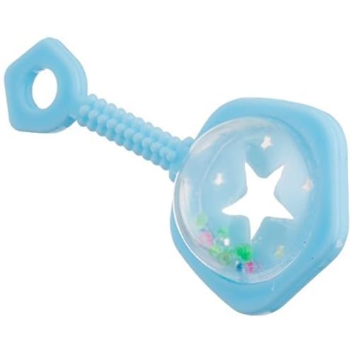  Unique Industries 2.5 Mini Plastic Blue Rattle Boy Baby Shower Favor Charms, 6ct