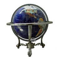 Unique Art Since 1996 21 Blue Lapis Gemstone Globe with Silver Stand