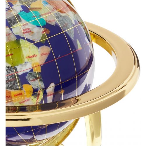  Unique Art Since 1996 Unique Art 10-Inch by 6-Inch Blue Lapis Ocean Table Top Gemstone World Globe with Gold Tripod