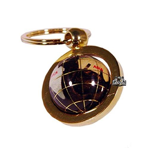  Unique Art Since 1996 Unique Art 1-Inch Diameter Amberlite Pearl Swirl Ocean Gemstone World Globe Keychain with Gold Keyring