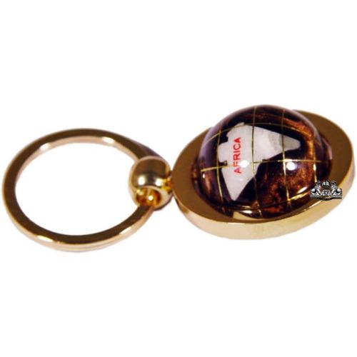  Unique Art Since 1996 Unique Art 1-Inch Diameter Amberlite Pearl Swirl Ocean Gemstone World Globe Keychain with Gold Keyring