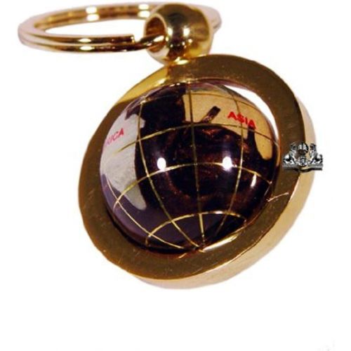  Unique Art Since 1996 Unique Art 1-Inch Diameter Amberlite Pearl Swirl Ocean Gemstone World Globe Keychain with Gold Keyring