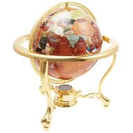 Unique Art Since 1996 Unique Art 13-Inch Tall Table Top Amberllite Pearl Gold Stand Gemstone World Globe with Gold Tripod Stand