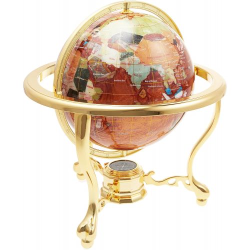  Unique Art Since 1996 Unique Art 13-Inch Tall Table Top Amberllite Pearl Gold Stand Gemstone World Globe with Gold Tripod Stand