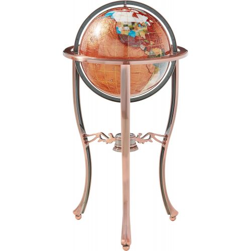  Unique Art Since 1996 Unique Art 36-Inch by 13-Inch Floor Standing Amberlite Gemstone World Globe with Copper Tripod Stand