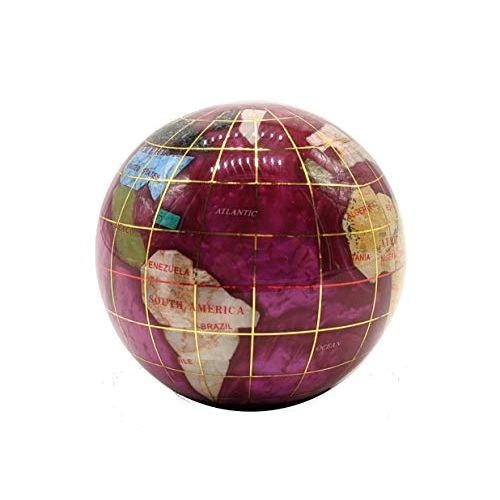  Unique Art Since 1996 Unique Art 3-Inch Pink Pearl Swirl Ocean Gemstone World Globe Paper Weight