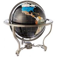 Unique Art Since 1996 Unique Art 21-Inch Tall Black Onyx Ocean Table Top Gemstone World Globe with Silver Tripod