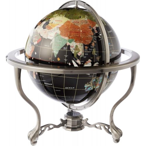  Unique Art Since 1996 Unique Art 21-Inch Tall Black Onyx Ocean Table Top Gemstone World Globe with Silver Tripod