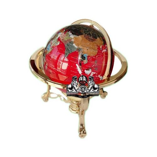  Unique Art Since 1996 Unique Art 21-Inch Tall Red Lapis Ocean Table Top Gemstone World Globe with Gold Tripod