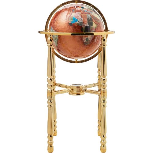  Unique Art Since 1996 Unique Art 36-Inch Tall Amberlite Pearl Swirl Ocean Floor Standing Gemstone World Globe with 4 Leg Gold Stand