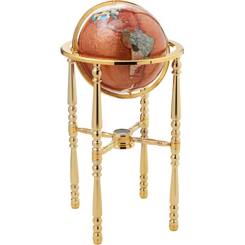  Unique Art Since 1996 Unique Art 36-Inch Tall Amberlite Pearl Swirl Ocean Floor Standing Gemstone World Globe with 4 Leg Gold Stand