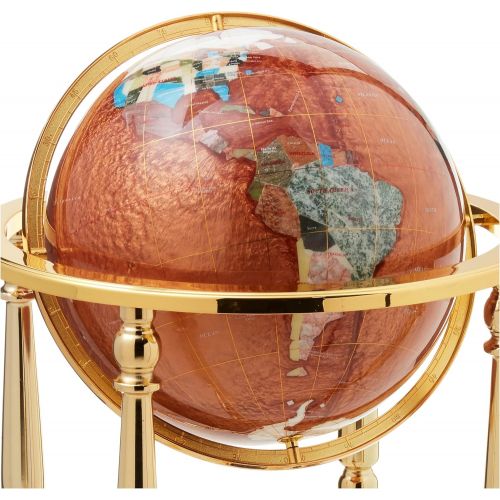  Unique Art Since 1996 Unique Art 36-Inch Tall Amberlite Pearl Swirl Ocean Floor Standing Gemstone World Globe with 4 Leg Gold Stand