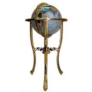 Unique Art Since 1996 Unique Art 36-Inch by 13-Inch Floor Standing Pearl Ocean Gemstone World Globe with Gold Tripod