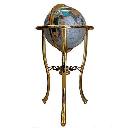  Unique Art Since 1996 Unique Art 36-Inch by 13-Inch Floor Standing Pearl Ocean Gemstone World Globe with Gold Tripod