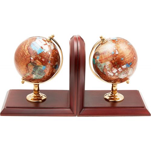  Unique Art Since 1996 Unique Art 7-Inch Tall Pair of Amberlite Swirl Pearl Ocean Gemstone World Globe Bookends