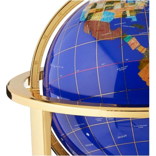  Unique Art Since 1996 Unique Art 36-Inch by 13-Inch Floor Standing Blue Lapis Gemstone World Globe Gold Tripod