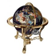 Unique Art Since 1996 Unique Art 21-Inch Tall Blue Lapis Ocean Table Top Gemstone World Globe with Gold Tripod