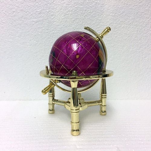  Unique Art Since 1996 Unique Art 6 Tall Pink Pearl Swirll Tripod Gold Leg Table Stand World Map Gemstone Globe