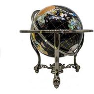 Unique Art Since 1996 Unique Art 21-Inch Tall Black Onyx Ocean Table Top Gemstone World Globe with Silver Tripod
