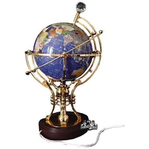  Unique Art Since 1996 Unique Art 14-Inch Tall Illuminated Blue Crystal Ocean Table Top Gemstone World Globe with Auto Spin