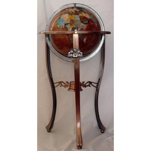  Unique Art Since 1996 Unique Art 36-Inch by 13-Inch Floor Standing Amberlite Gemstone World Globe with Copper Tripod Stand