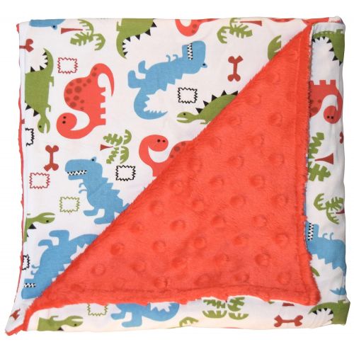  Unique Baby Soft Textured Minky Dot Blanket, Dinosaur Red