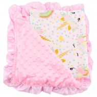 Unique Baby Minky Dot Swaddle Blanket Newborn, Unicorn Pink