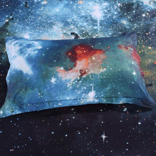  Unique Bargains Galaxy Sky Cosmos Night Pattern Single Size Bedding Quilt Duvet Set Multicolor