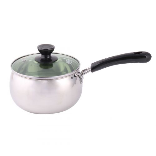  Unique Bargains Kitchenware Plastic Handle Stainless Steel Food Milk Soup Pot Pan Silver Tone