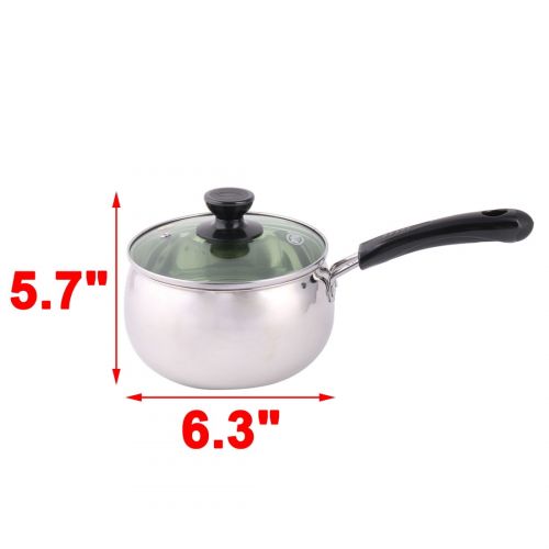  Unique Bargains Kitchenware Plastic Handle Stainless Steel Food Milk Soup Pot Pan Silver Tone