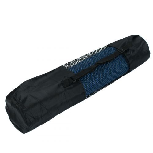  Unique Bargains Gymnasium Fitness Exercise PVC Yoga Mat Pad Support w Bag Dark Blue 173cm x 61cm