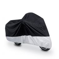 Unique Bargains XXL 190T Rain Dust Motorcycle Cover Outdoor UV Snow Water Proof Black Silver