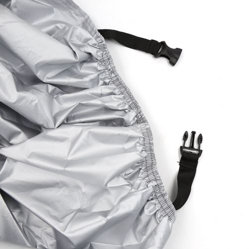  Unique Bargains XXL 190T Rain Dust Motorcycle Cover Outdoor UV Snow Water Proof Black Silver