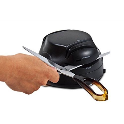  Unique Imports Electric Professional Knife Sharpener Tool 3-in-1 Sharpening Machine for Knives Scissors and Screwdrivers Retractable Cord Secure Anti-slip Black Sharpen Kitchen Appliance Kit