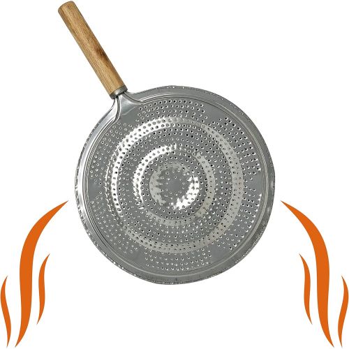  Unique Imports #1 Simmer Ring Heat Diffuser & Flame Tamer Quality Round Gas Stove Top Aluminum & Wood Handle