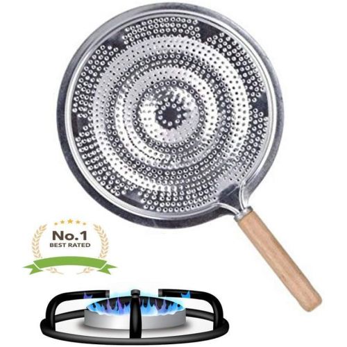  Unique Imports #1 Simmer Ring Heat Diffuser & Flame Tamer Quality Round Gas Stove Top Aluminum & Wood Handle (2)