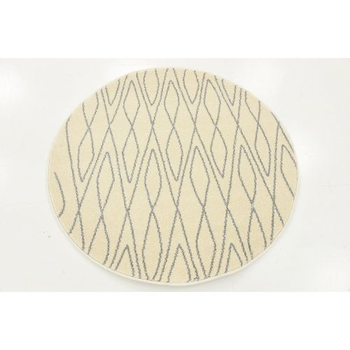  Unique Loom Fez Collection Moroccan Tribal Beige Round Rug (3 x 3)