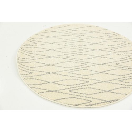  Unique Loom Fez Collection Moroccan Tribal Beige Round Rug (3 x 3)