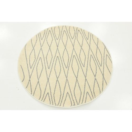  Unique Loom Fez Collection Moroccan Tribal Beige Round Rug (3 x 3)