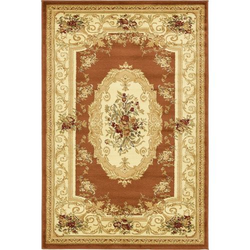  Unique Loom Versailles Collection Traditional Classic Brick Red Area Rug (4 x 6)