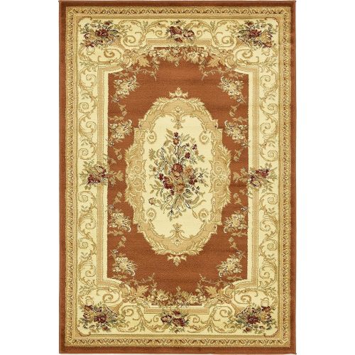  Unique Loom Versailles Collection Traditional Classic Brick Red Area Rug (4 x 6)