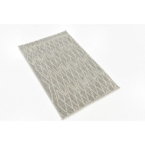  Unique Loom Fez Collection Moroccan Tribal Gray Area Rug (2 x 3)